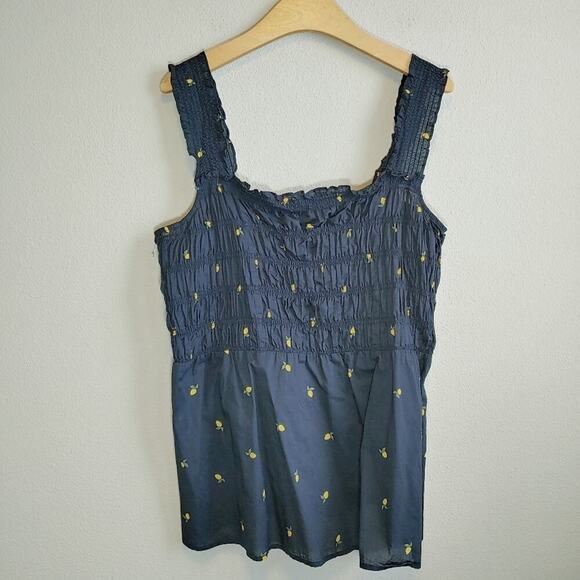 Lane Bryant Lemon Print Smocked Tank Top Sz 12 - Picture 1 of 9